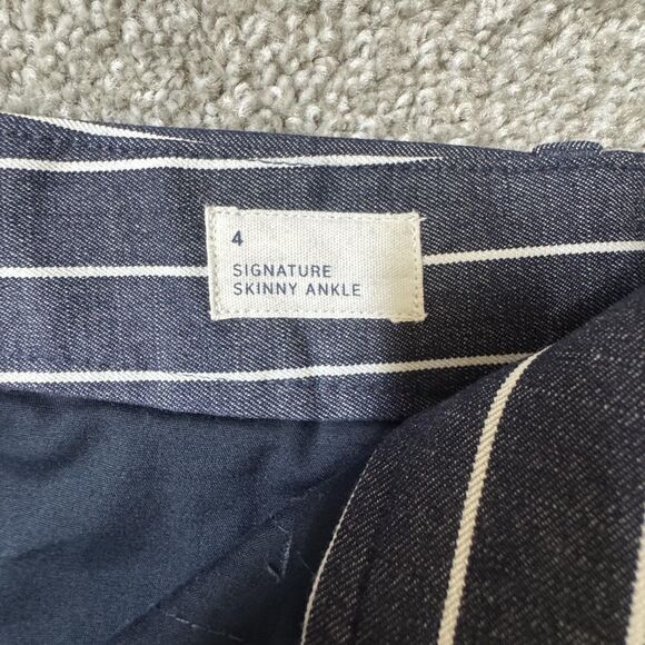 GAP Pants Womens 4 Navy Stripe Signature Skinny Ankle Work Office Stretch - Picture 8 of 13